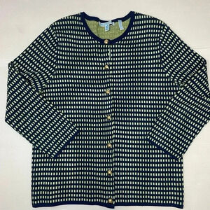 3 FOR $15 Draper James Button Front Cardigan Navy & Yellow W/Gold Buttons SZ Med